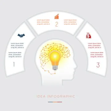 Conceptual idea infographics template three positions Stock Illustration