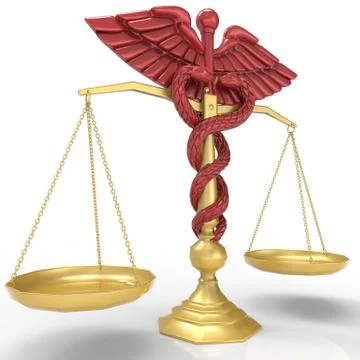 Conceptual idea of justice in medicine 3d rendering Stock Illustration