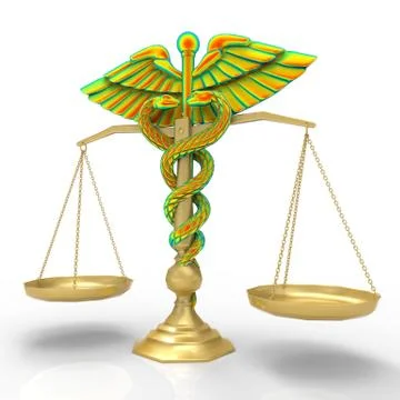 Conceptual idea of justice in medicine 3d rendering Stock-Illustration