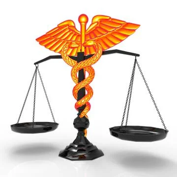 Conceptual idea of justice in medicine 3d rendering Stock Illustration