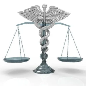 Conceptual idea of justice in medicine 3d rendering Stock-Illustration