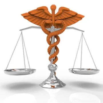 Conceptual idea of justice in medicine 3d rendering Stock Illustration
