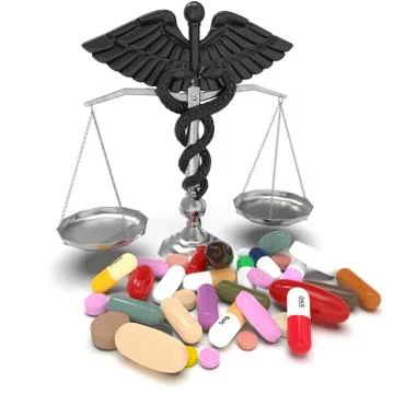 Conceptual idea of justice in pharmacy 3d rendering 스톡 일러스트