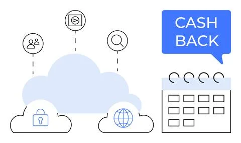 Conceptual Illustration of Cloud Storage, Financial Rewards, and Online Ser.. 库存插图
