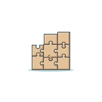 Conceptual illustration displaying a stack of interlocking puzzle pieces fo.. 库存插图