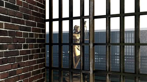 Conceptual illustration on existence in prison 3d rendering Illustrazione stock