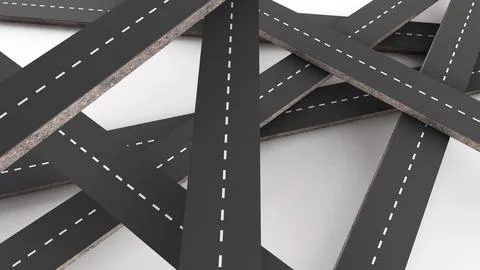 Conceptual illustration of multiple roads. Different paths. Multiple roads... Stock Illustration