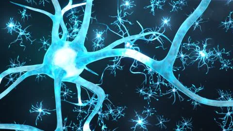 Conceptual illustration of neuron cells send an electrical charge for transmit Stock-Illustration