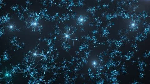 Conceptual illustration of neuron cells send an electrical charge for transmit Stock-Illustration