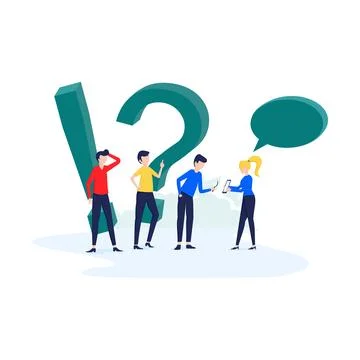 Conceptual illustration of people, getting help information, answering questions Stock Illustration