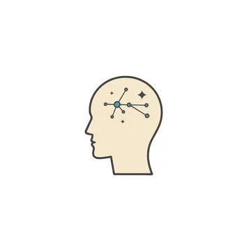 Conceptual illustration showcasing human head with abstract network connect.. Illustrazione stock