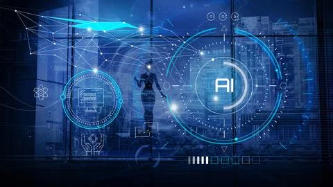 Conceptual illustration on the theme of artificial intelligence. Stockillustratie
