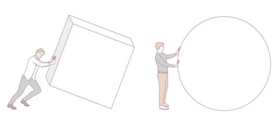 Conceptual Illustration of Transformation from the shape of a Square to that of Stock Illustration