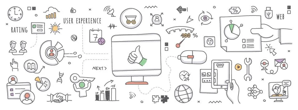 Conceptual illustration of user experience Stock Illustration