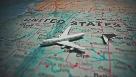 Conceptual image of airplane crash and aviation accident on USA map. Stock Footage 330062950