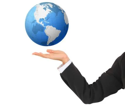Conceptual image of a big globe on hands Stock Photos