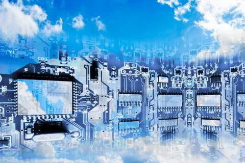 Conceptual image of cloud computing Stock Photos