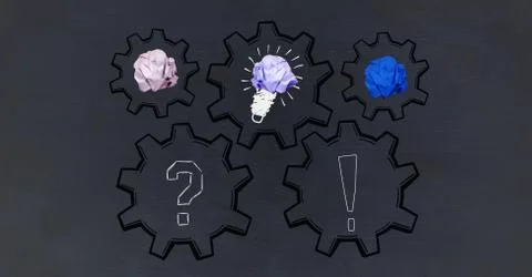 Conceptual image of crumbled paper forming light bulb Illustrazione stock