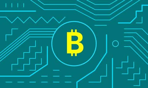 Conceptual image of cryptocurrency bitcoin with electronic computer component Stock Illustration
