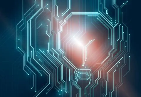 Conceptual image of digital chip lightbulb Stock Illustration