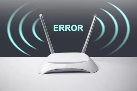 A conceptual image featuring a minimalist white wireless internet router wi.. Stock Photos