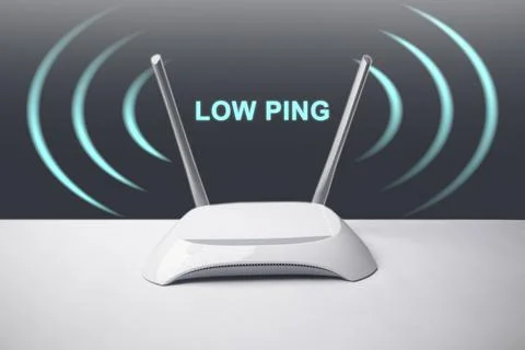 A conceptual image featuring a minimalist white wireless internet router wi.. Stock Photos