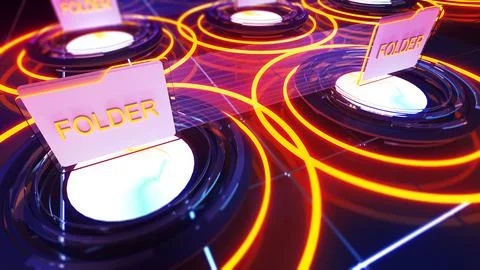 Conceptual image of folder document data transmission technology,3d rendering Stock Illustration