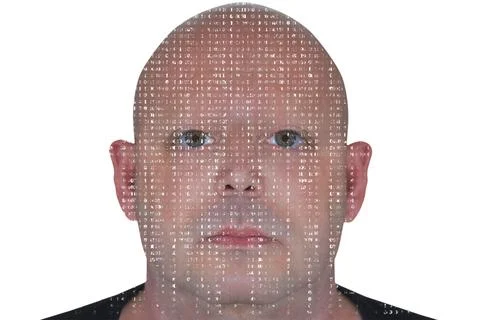 Conceptual image of human programmation. Binary digits are being inserted in a h Stock Photos