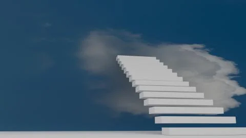 Conceptual image - ladder in the sky - 3d illustration Stock-Illustration