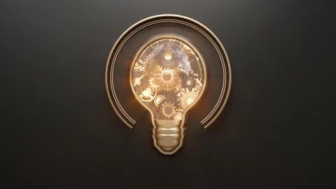 Conceptual image with light bulb and gears inside. Concept of idea Stock-Illustration