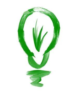 Conceptual image with light bulb drawn in green color Stockfoto's