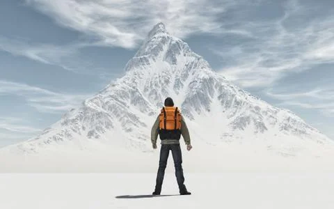 Conceptual image of a man with backpack Stock Illustration