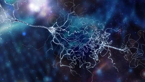 Conceptual image with neuron cell in abstract space Stock Illustration