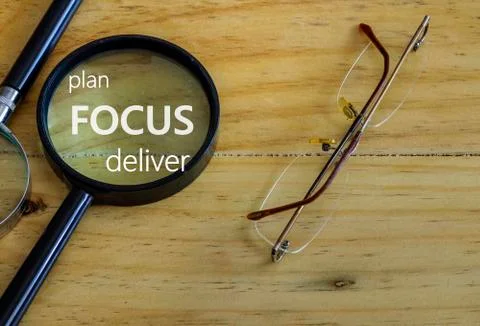 Conceptual image of plan focus deliver result Foto stock