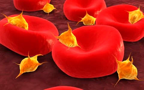 Conceptual image of platelets with red blood cells. Illustrazione stock