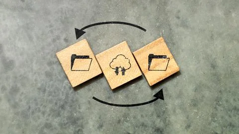 Conceptual image representing cloud computing, data backup, and file synchr.. Stock Photos