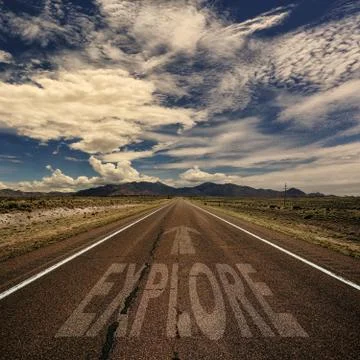 Conceptual Image of Road With the Word Explore Stock Photos
