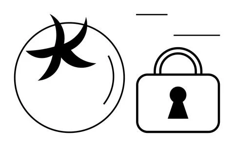 Conceptual Image of Secure Digital Connection with Globe and Padlock Stock Illustration