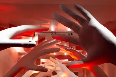 Conceptual image symbolizing intersection of human interaction and technology Stock Photos