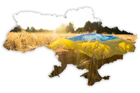 Conceptual image of Ukraine's map, global food crisis caused by Russia invasion Stock Photos