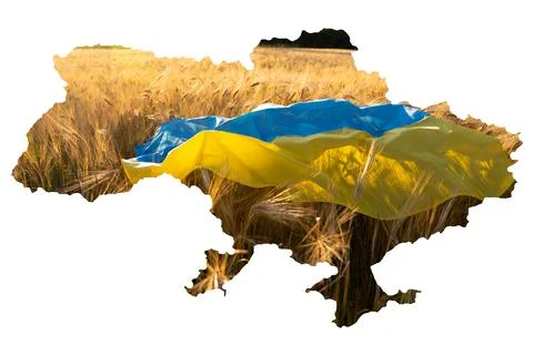 Conceptual image of Ukraine's map, global food crisis caused by Russia's Stock Photos
