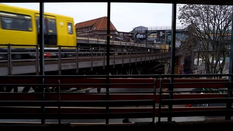 Conceptual image of a yellow tram passing, Berlin, Germany. Stock Footage 105589795