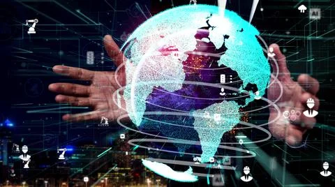 Conceptual industry data dashboard presenting machine status Stock Photos