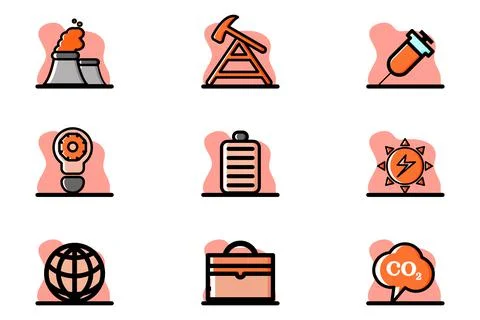 Conceptual Industry Vector Icon Set Illustration Design Stock Illustration
