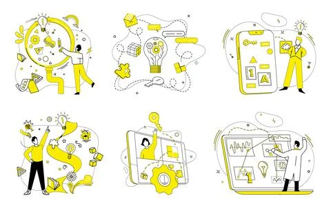 Conceptual innovation. Development is compass guiding journey intellectual Stock Illustration