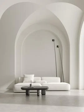 Conceptual interior room with arched ceiling 3d illustration Stock Illustration