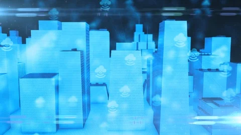 Conceptual Internet of things IOT cloud computing 5G smart city 3d render 動画素材 91755907