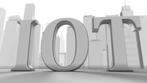 Conceptual Internet of things IOT cloud computing 5G smart city 3d render Illustrazione stock