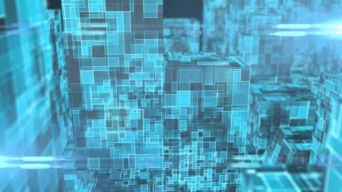 Conceptual Internet of things IOT cloud computing 5G smart city 3d render Stock Illustration