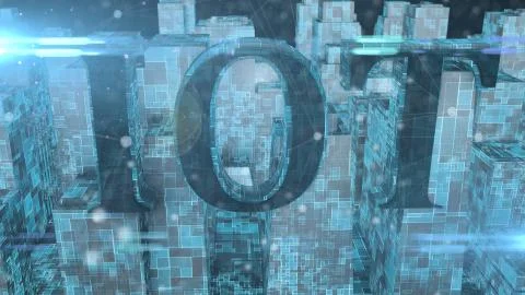 Conceptual Internet of things IOT cloud computing 5G smart city 3d render Stock Illustration